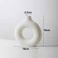 Axyaa Ceramic Donut Shape Vase - Single Flowerpot for Home Decoration