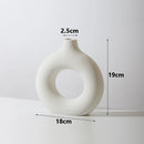 Axyaa Ceramic Donut Shape Vase - Single Flowerpot for Home Decoration