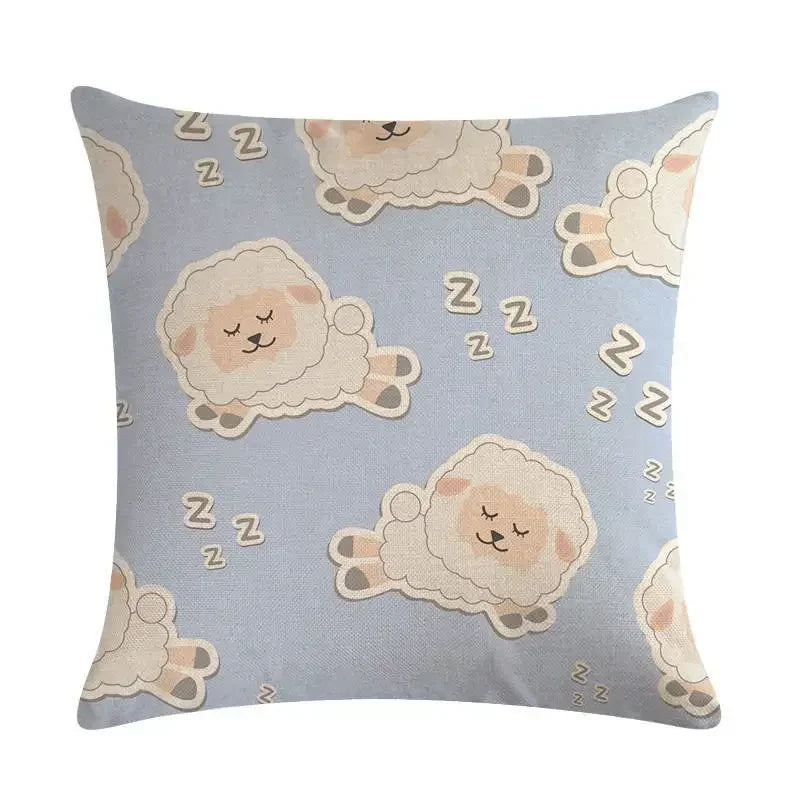 Nordic Cartoon Animal Print Linen Pillowcase for Axyaa Brand