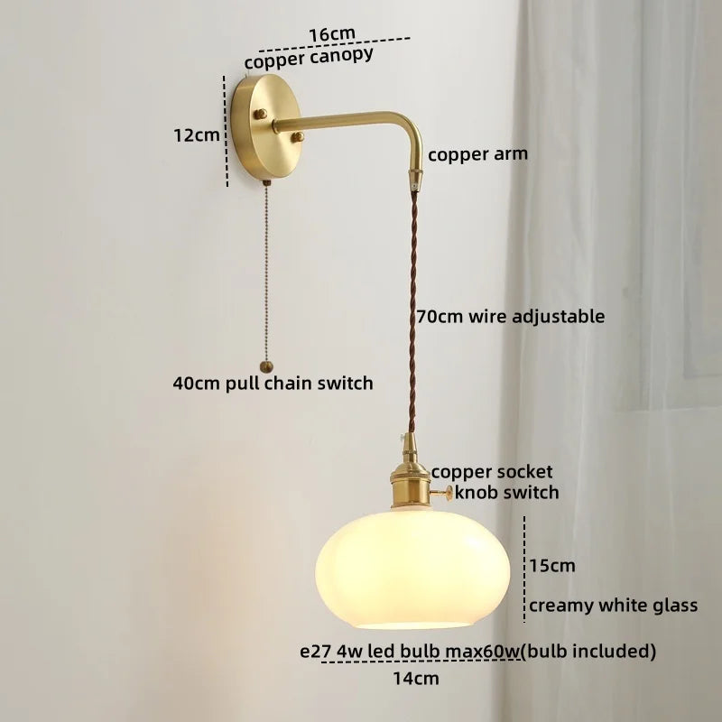 Axyaa Ceramic Copper LED Wall Lamp Sconce - Nordic Stair Light Fixture