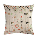 Axyaa Geometric Linen Pillowcase - Graffiti Style Decorative Cushion Cover