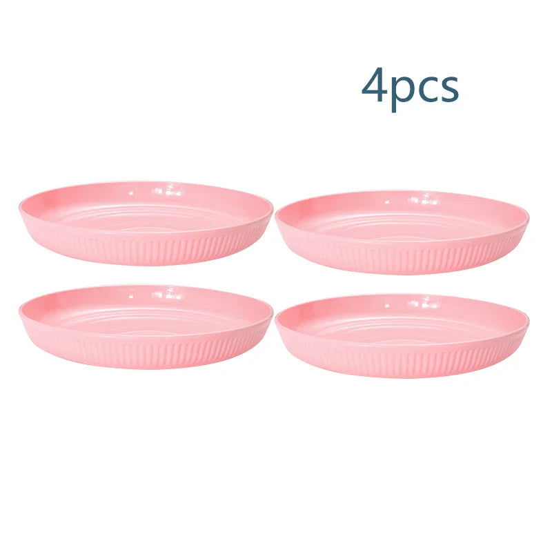 Pink Striped Home Plate Set with Axyaa Brand - Reusable Tableware for Fruit, Dessert, and Snacks