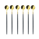 Axyaa Stainless Steel Long Spoon Set for Dessert Coffee Tea Stirring