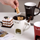 Axyaa Fondue Mug & Melting Pot with Fork for Cheese, Chocolate, Butter, Tapas