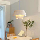Axyaa Double Shade White Beige Silk Chandelier for Dining Bedroom