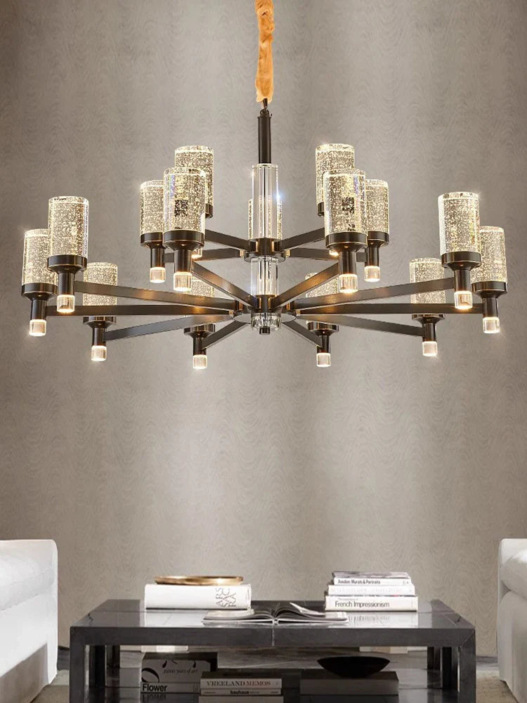 Axyaa Luxe Bubble Crystal Chandelier - Elegant Room Decor Lighting