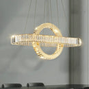Axyaa Oval Chrome Gold Steel LED Pendant Light with K9 Crystals