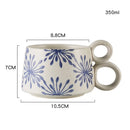 Axyaa 12oz Blue and White Ceramic Coffee Mug - Handmade Stoneware Cup