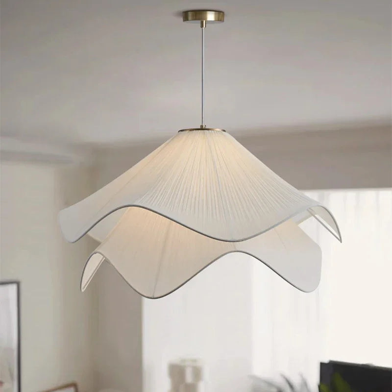 Axya Nordic Cream Fabric Chandelier: Creative Living Room Bedroom Pendant Light Fixture