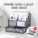 Black Desk Organizer with Drawer by Axyaa - Home Office Storage & Desktop Pen Holder
