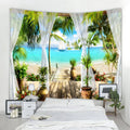 Axyaa 3D Faux Window Landscape Tapestry Wall Hanging for Bohemian Home Decor