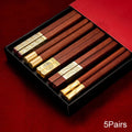 Axyaa Red Wood Chopsticks Set - High Quality Non Slip Sushi Tableware