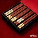 Axyaa Red Wood Chopsticks Set - High Quality Non Slip Sushi Tableware