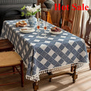 Axyaa Floral Tassel Edge Tablecloth Rectangle Cover - Pastoral Style