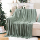 Axyaa Dark Green Knit Throw Blanket - Lightweight Plaid Design for Christmas Decor