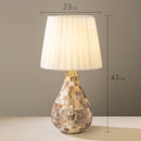 Axyaa Modern Shell Table Lamp with White Fabric Shade, E27 LED Bulb