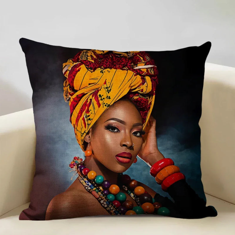 Axyaa African Lady Sofa Pillow Cover: Stylish Decor for Bedroom, Hotel, Cafe