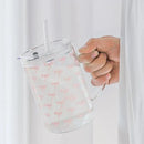 Axyaa Large Glass Water Cup With Lid & Straw, High Capacity, Heat Resistant