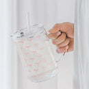 Axyaa Glass Water Cup With Lid and Straw, Large Capacity, Heat-Resistant
