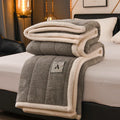 Axyaa Plush Quilted Blanket, Coral Fleece, Double Sided, Thick Bed Cover
