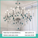 Axyaa French Blue Crystal Chandelier: Luxury Glass E14 Pendant Light, Romantic Living Room Decor