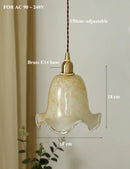 Axyaa European Flowers Glass Pendant Lamp - Luxury Brass Bedside Light