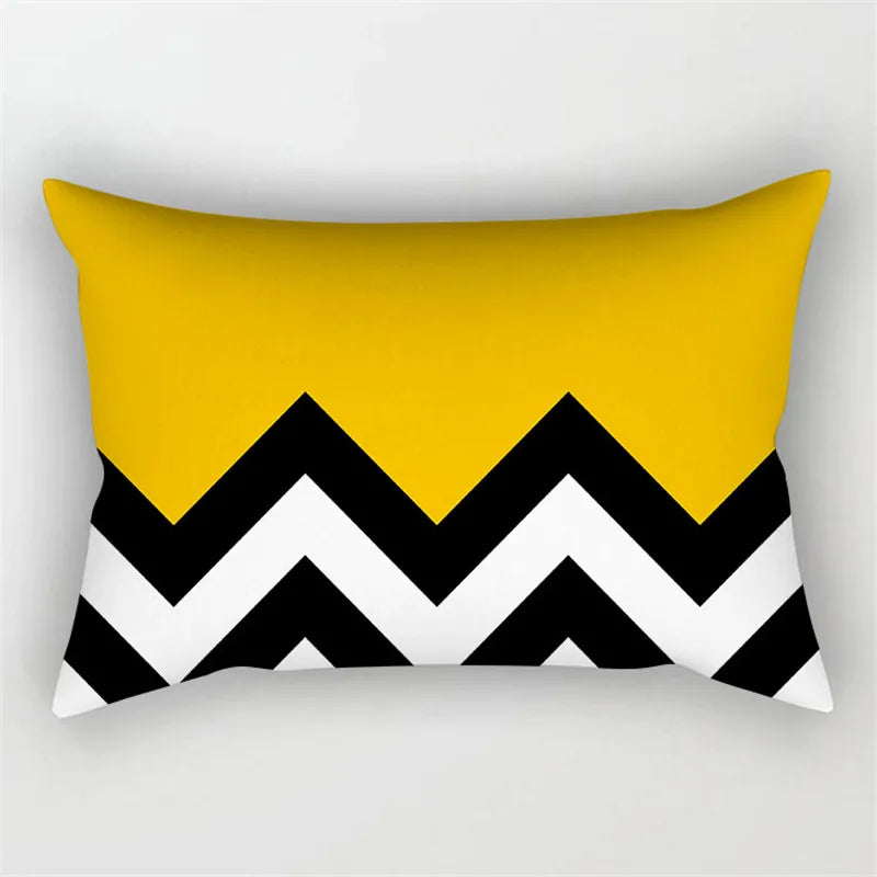 Yellow Geometric Cushion 30x50 Pillowcase for Living Room Sofa and Bed - Axyaa Home