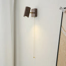 Axyaa Rotatable Walnut Wood Wall Lamps, Adjustable LED Spotlight Sconce Light, Pull Switch Indoor Fixtures