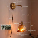 Axyaa Glass Copper LED Wall Lights for Home Decoration Restaurant Living Room