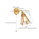 Axyaa Vintage Copper Hexagonal Glass LED Wall Lamp with Pull Chain Switch