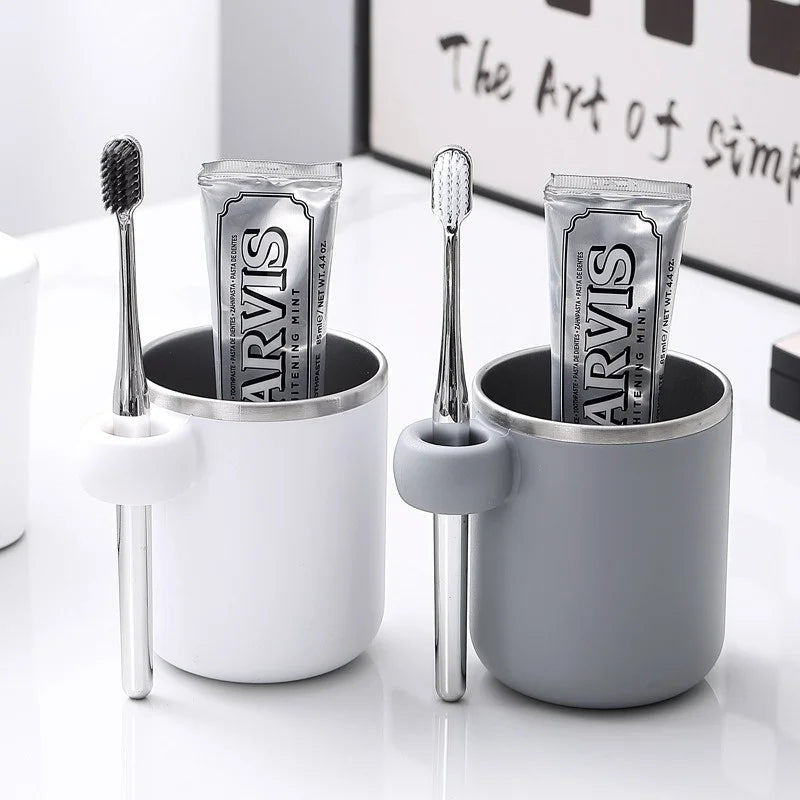 Axyaa Stainless Steel Toothbrush Cup for Home Bathroom, Kids Mouthwash Drinking Utensil