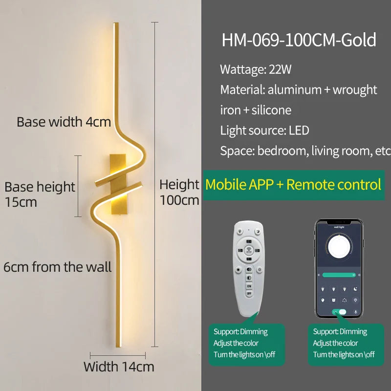 Axyaa Golden LED Wall Lamp for Living Room Bedroom Home Decor