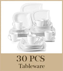 Axyaa 30/60-Piece White Porcelain Dinner Set Tableware for 6/12