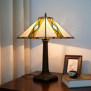 Stained Glass Table Lamp Mission Style by Axyaa - Amber Brown for Home Office