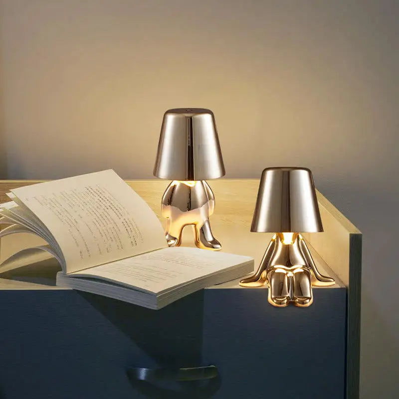Axyaa Golden Boy LED Desk Lamp Night Light 3 Colors 2000mAh Rechargeable