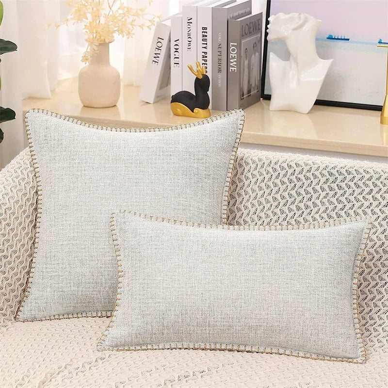 Axyaa Linen Chenille Pillow Case 50x50cm Sofa Bed Car Decorative Cushion Cover