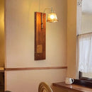 Axyaa Wood Wall Light Amber Glass Sconce E27 Gold Metal Brilliance