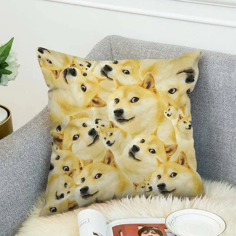 Axyaa Shiba Inu Pillow Cover for Decorative Home and Car Cushions