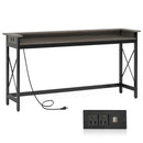 Axyaa Extra Long Sofa Table with Outlets and USB Ports