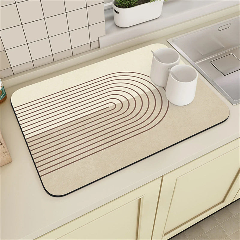 Axyaa Striped Geometry Kitchen Mat Set