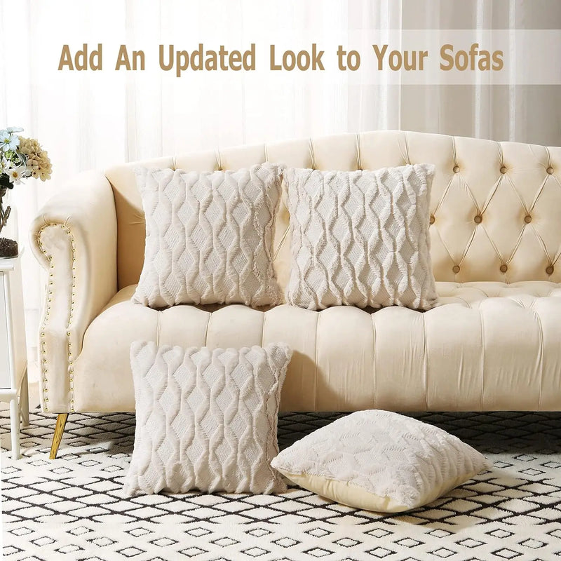 Axyaa Beige Throw Pillow Cover 45x45cm - Solid Decorative Cushion for Sofa and Bedroom