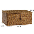 Axyaa Imitation Rattan Woven Storage Box with Lid - Home Organizer Basket