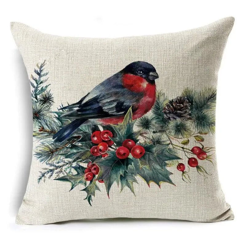Axyaa Christmas Birds Garland Cushion Cover