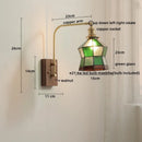 Axyaa Glass Walnut LED Wall Lamp Pull Chain Switch Modern Mirror Light