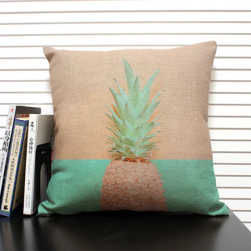 Axyaa Cactus Pineapple Pattern Cushion Cover 45x45 Linen Pillowcase