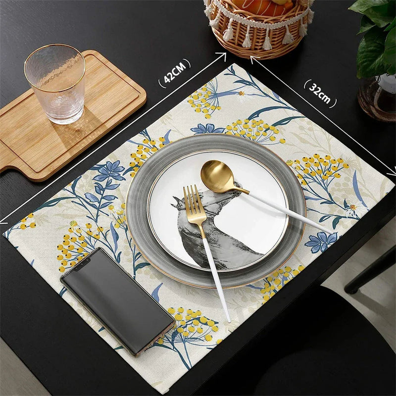 Axyaa Vintage Flower Non-slip Table Mats - Set of 6