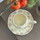 Axyaa Hand-painted Flower Love Heart Ceramic Coffee Cup and Saucer