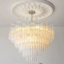 Axyaa Pink Clear Glass Tube Chandelier for Home Decor - Ceiling Hanging Lamps