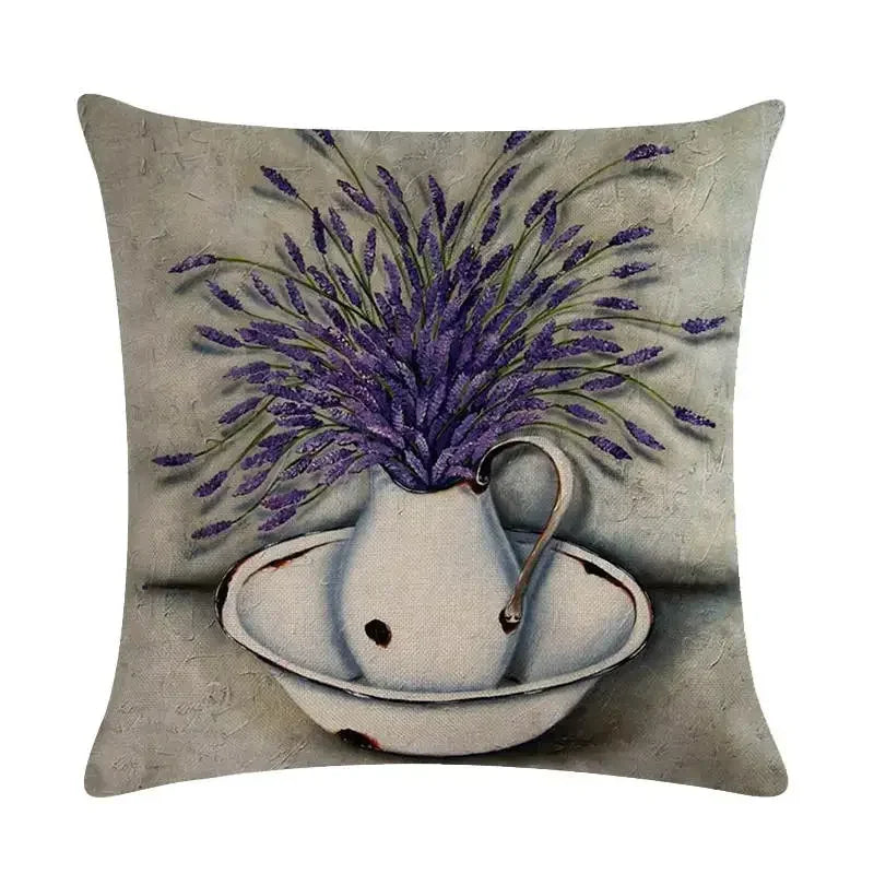 Purple Lavender Floral Pillowcase for Home Decor by Axyaa