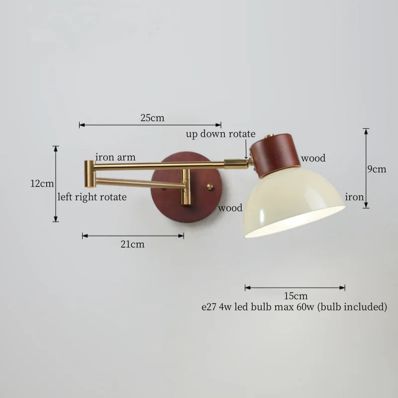 Axyaa White Pumpkin LED Wall Light - Swing Arm Nordic Modern Wandlamp
